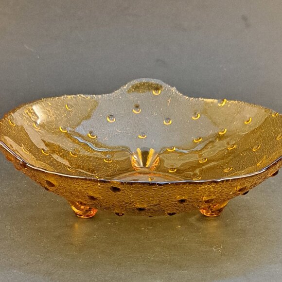 VTG Pin Dot Hobnail Amber Glass Bowl - Picture 1 of 4